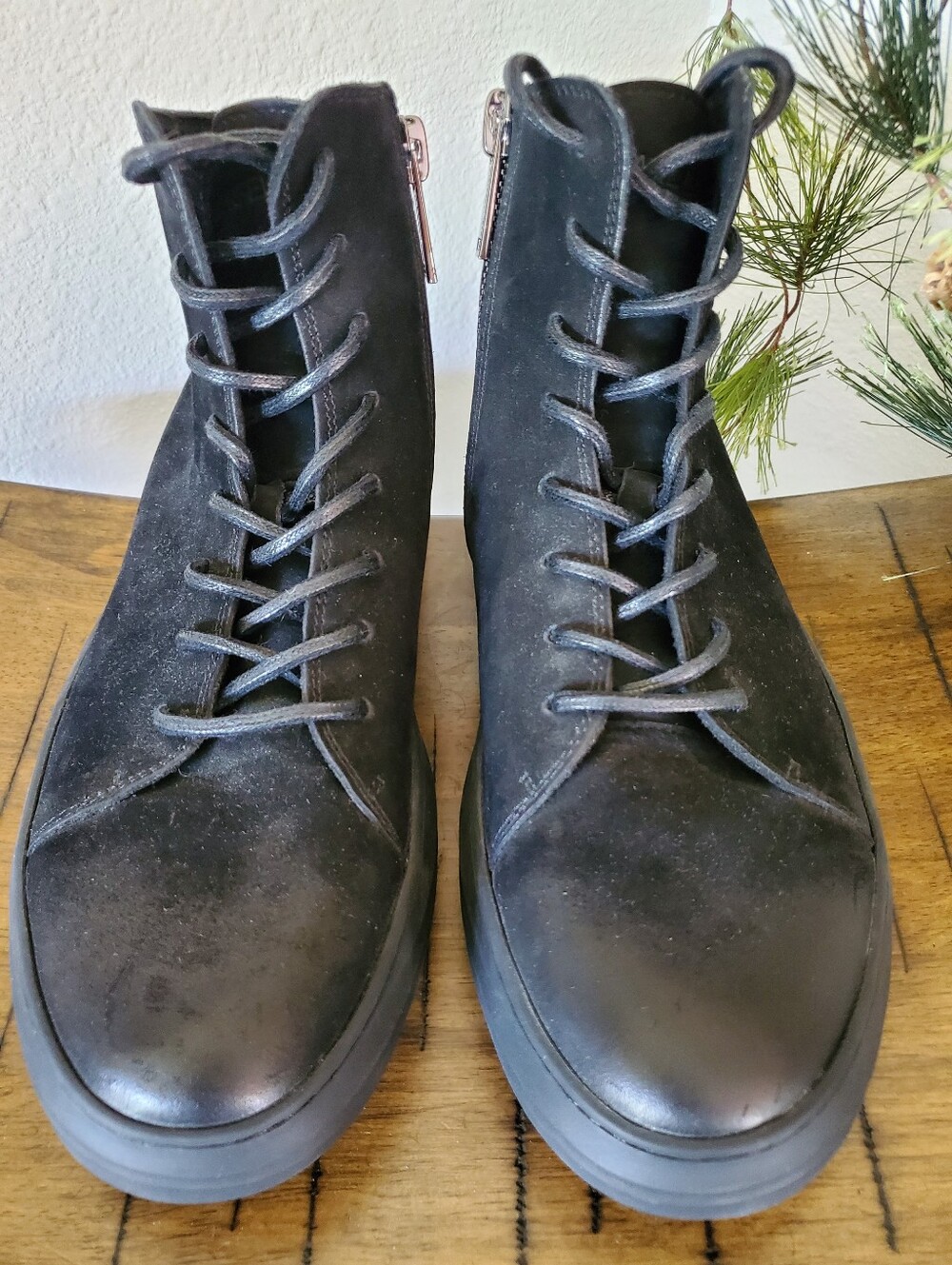 Karl Lagerfeld Paris Black Suede Nubuck Leather High Top Zipper Sneakers - Picture 3 of 14